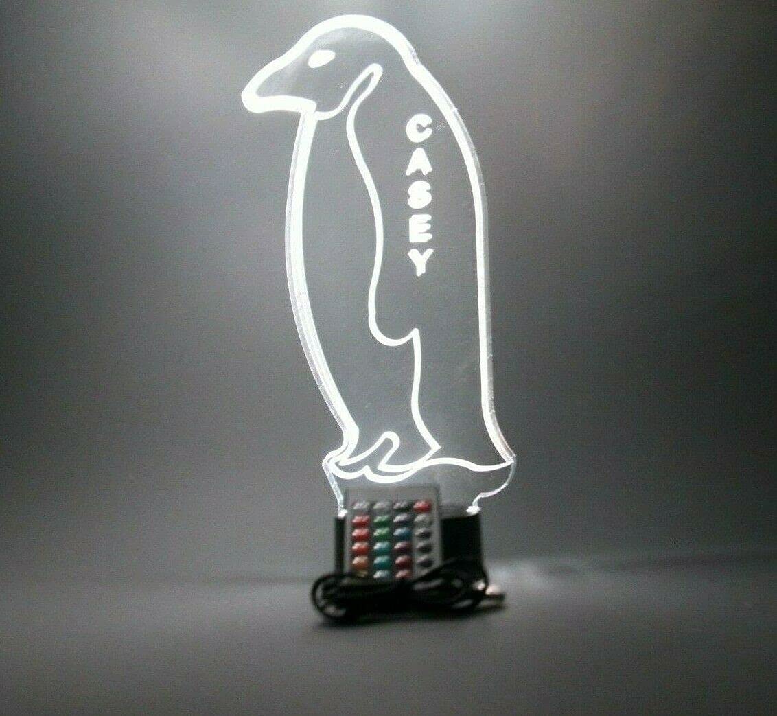LED Penguin Night Light - 16 Color Changing Desk Lamp with Remote & Dimmer, Personalized Engraved Gift for Kids & Adults | Perfect for Bedroom, Nursery, Office Decor
