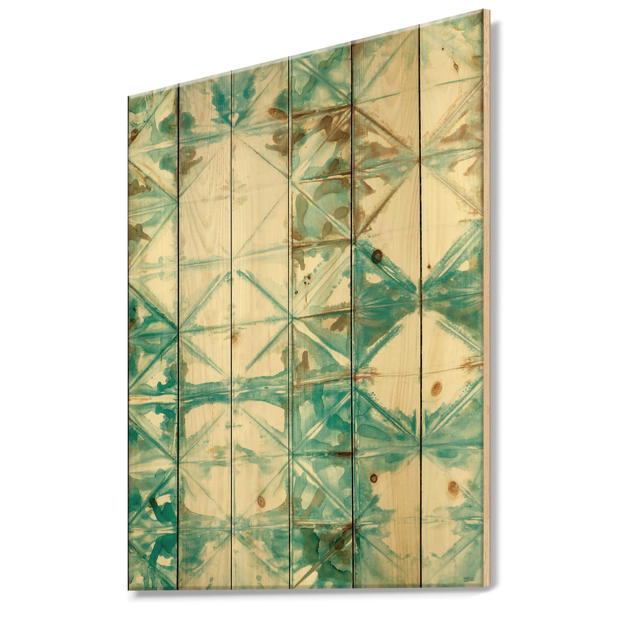 Mid-Century Modern Wood Wall Art - Turquoise Geometric Design for Home Decor