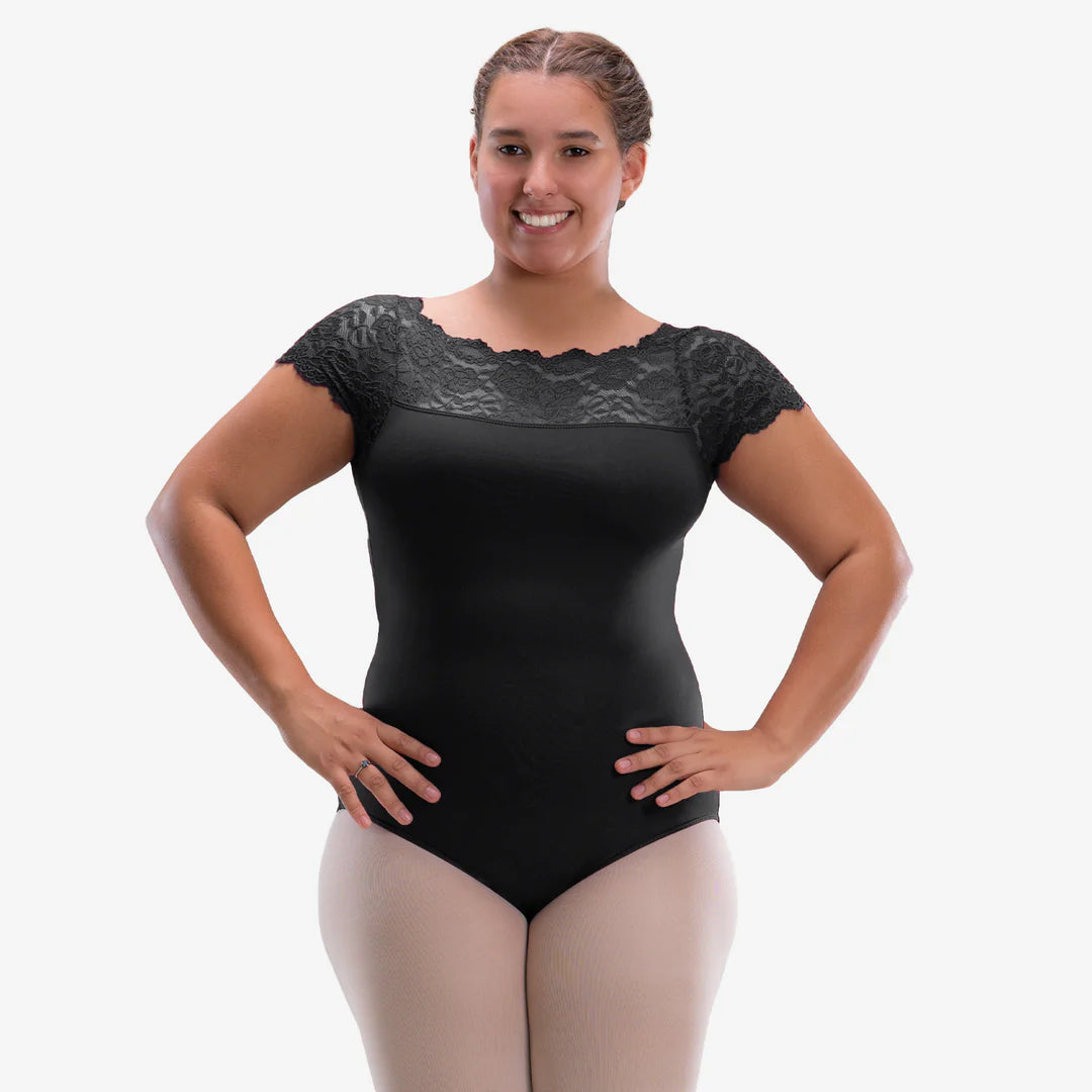 Só Dan?a Adult Curvy Tricia Cap Sleeve Lace Top - Plus Size Women's Floral Lace Blouse for Date Night & Special Occasions