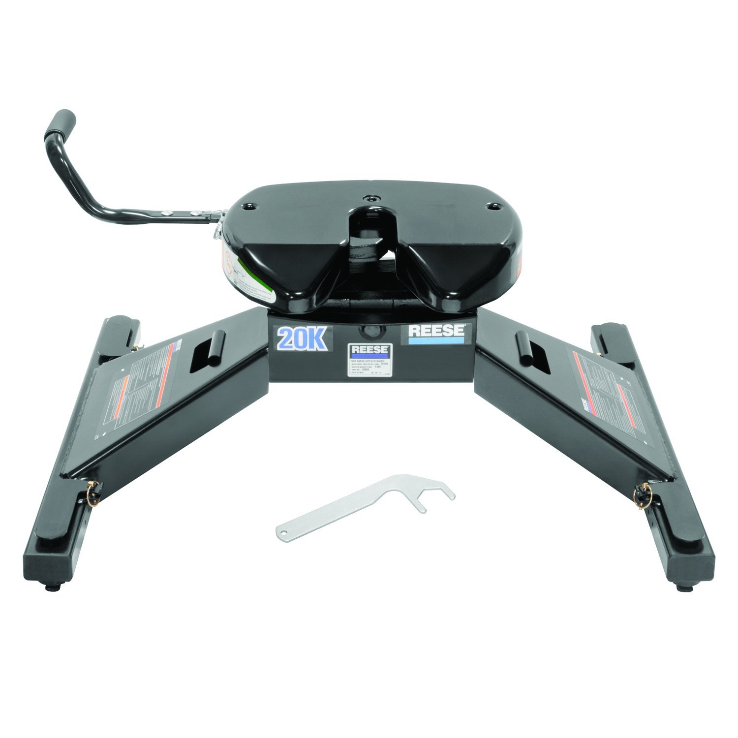 REESE Elite 30160 Heavy Duty Fifth Wheel Hitch - 25000 lb Load Capacity with Slider & 90 Degree Adapter Harness (Model #5097410) | Perfect for Towing Large Trailers, RVs, and Horse Trailers