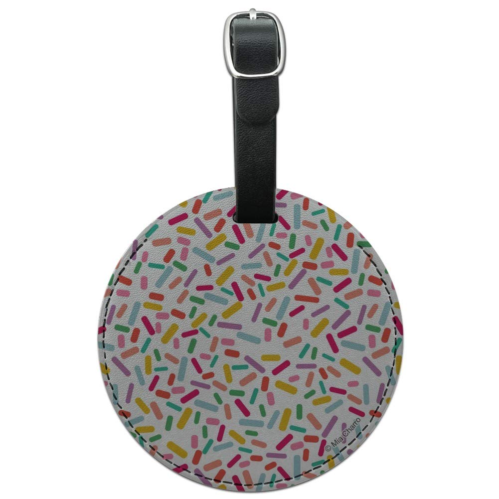 Colorful Confetti Sprinkles Round Leather Luggage Tag - Personalized Suitcase ID Tag for Carry-On Bags - Perfect for Travel, Business Trips & Vacation Identification