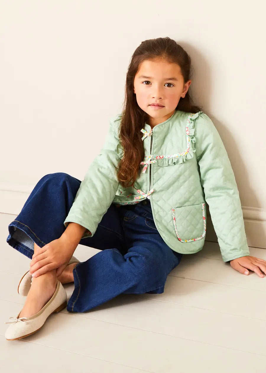 Clementine Floral Quilted Reversible Jacket for Girls in Coral - Lightweight Spring Outerwear (Ages 4-12 Years) | Perfect for School, Playdates & Outdoor Adventures