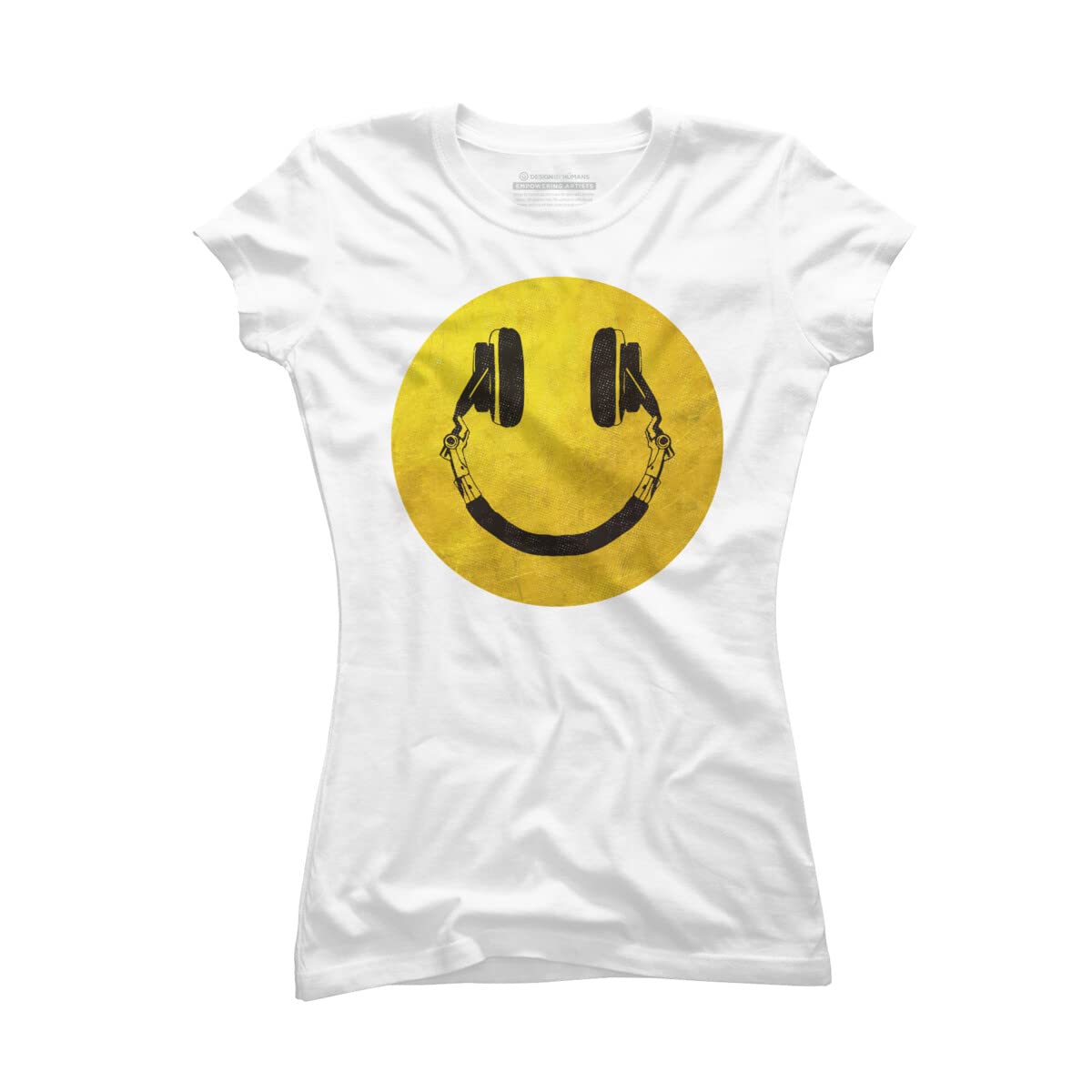 Design By Humans Junior's Music Smile by ArtTypeMachine Graphic T-Shirt - Cute Band Tee for Teens & Music Lovers - Perfect for Concerts, School & Casual Wear