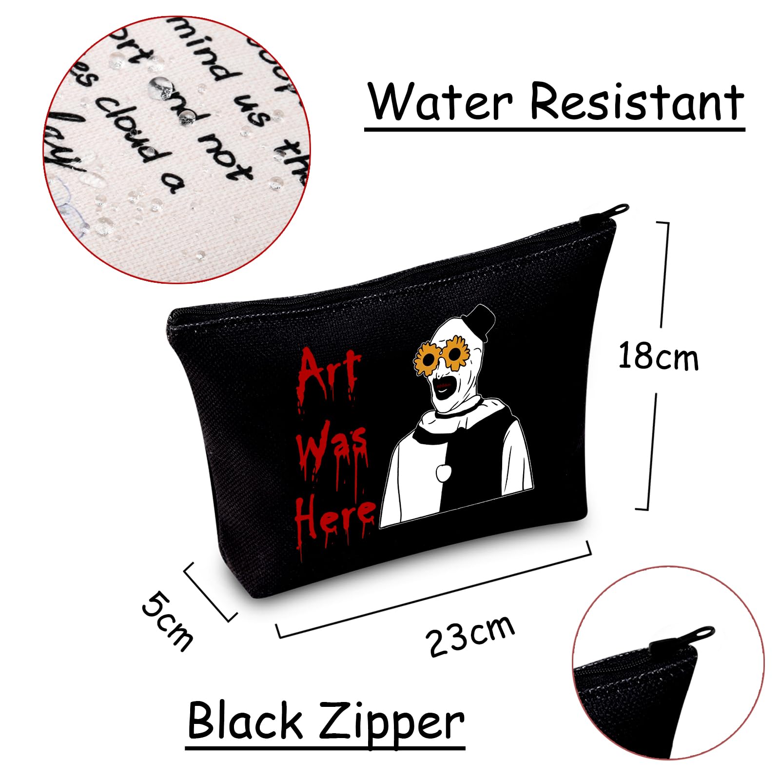 Horror Movie Lover Gift - Pennywise Themed Cosmetic Bag with Zipper - Halloween Clown Pouch - Perfect for Makeup Storage & Horror Fan Collections - Great for Halloween Parties & Movie Nights