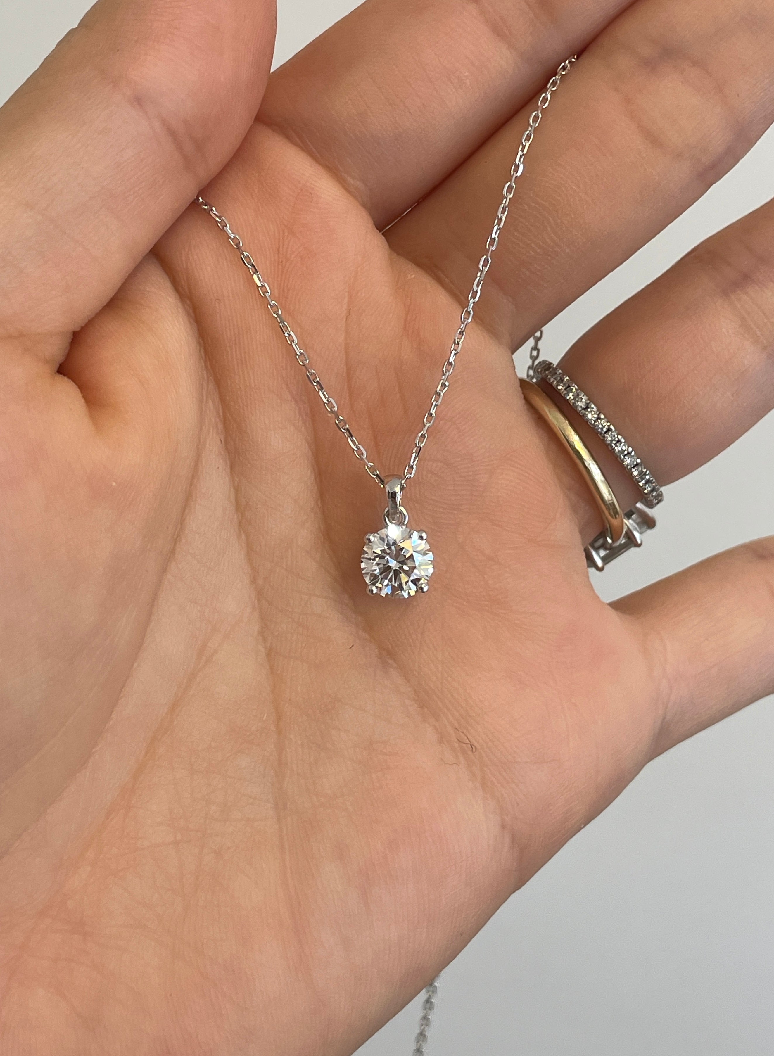 0.95ct Lab-Grown Diamond Solitaire Pendant Necklace in 18K Gold - Elegant Gift for Women, Perfect for Weddings & Anniversaries