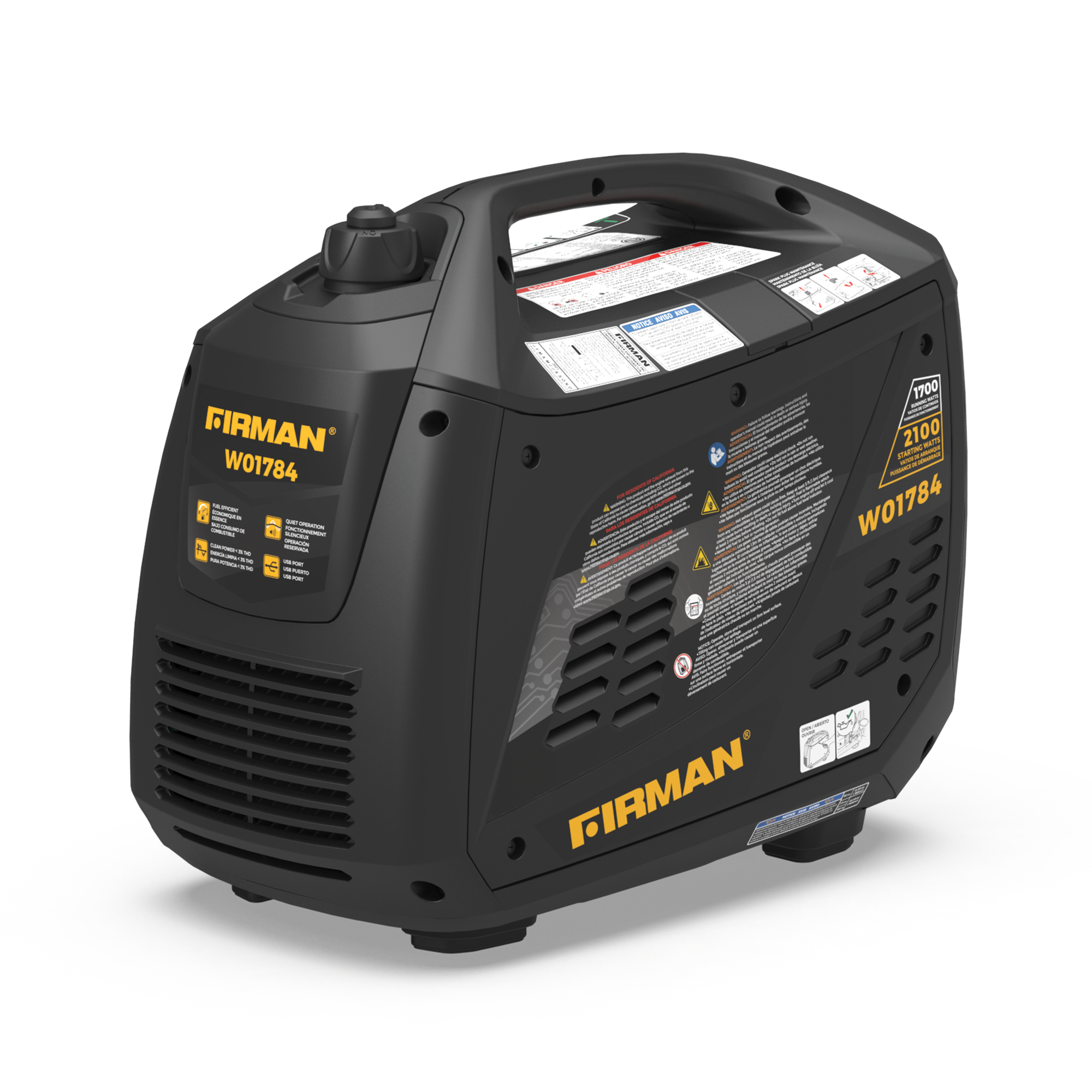 2100W Portable Inverter Generator with Recoil Start - Quiet, Lightweight Power for Camping, RV Trips & Emergency Backup