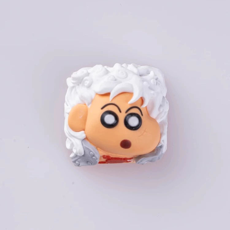 Custom Anime Keycaps - Crayon Shin-chan & Luffy Translucent Resin Artisan Keycaps for Mechanical Keyboards | Perfect for Gaming, Typing & Anime Fans Collection