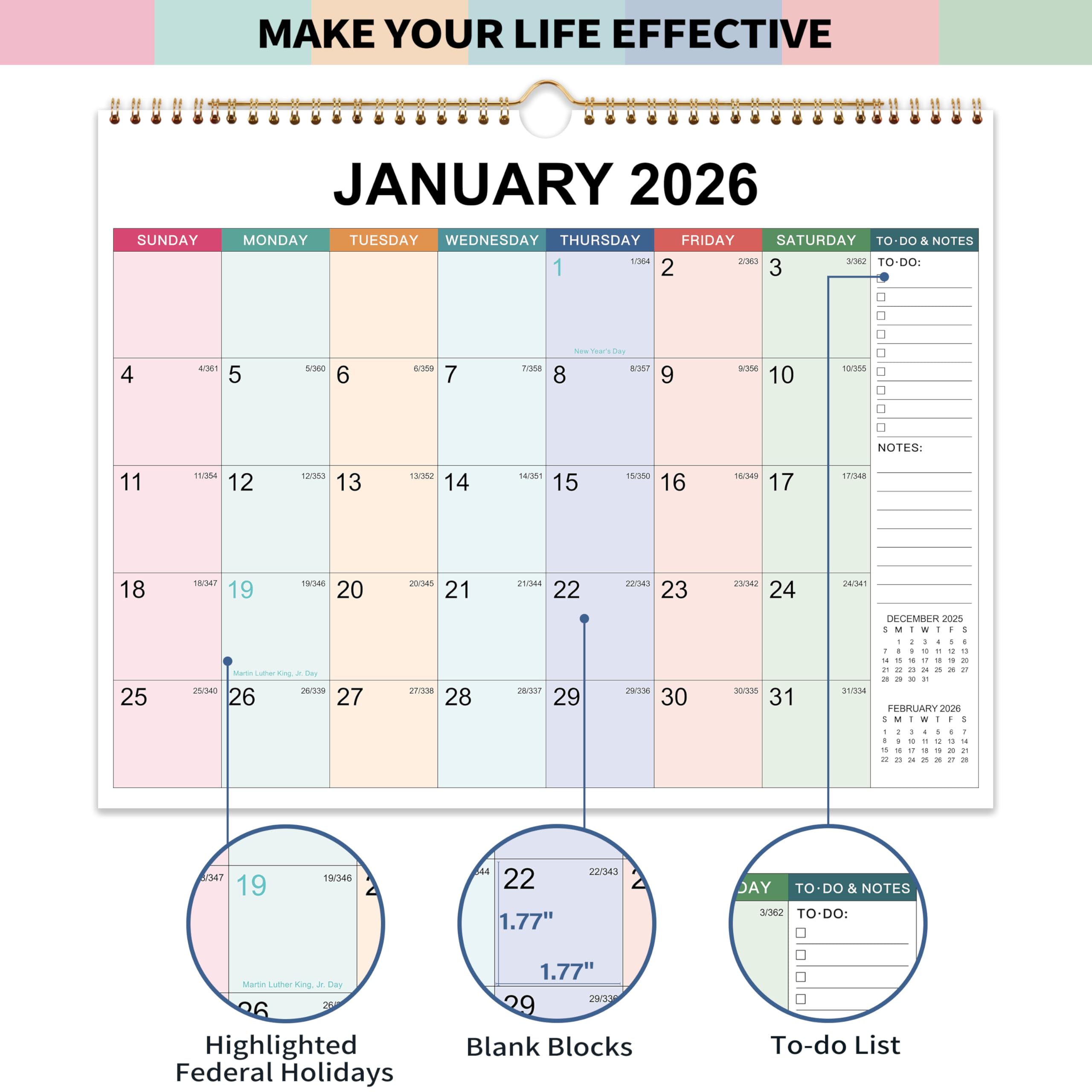 2025-2026 Wall Calendar | 18-Month Large Format Planner (July 2025 - December 2026) | 15
