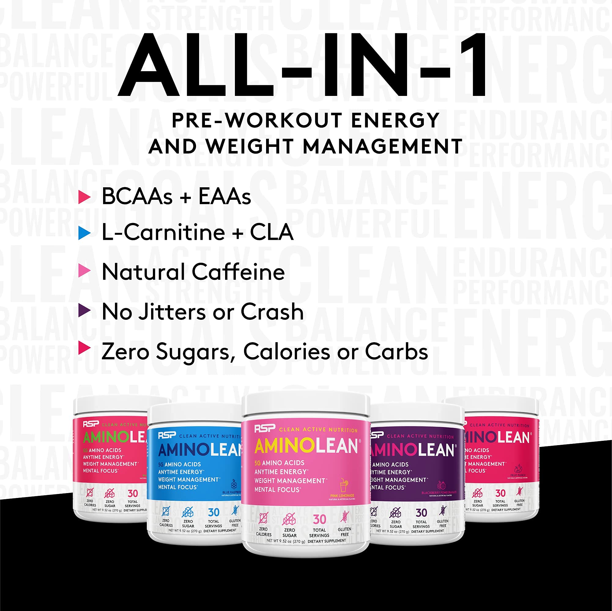 RSP AminoLean Pre & Post Workout Combo - BlackBerry & Tropical Punch for Gym & Recovery
