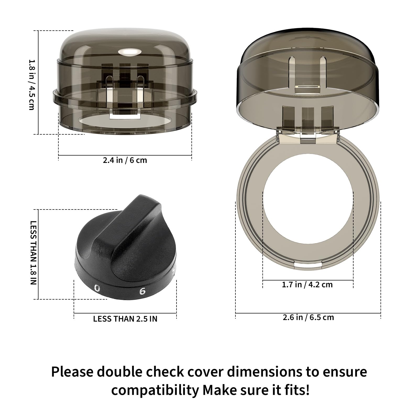 6Pcs Clear View Stove Knob Covers - Universal Gas & Electric Oven Knob Protectors (6x6x4cm) for Child Safety in Kitchen - Perfect for Homes with Toddlers & Pets