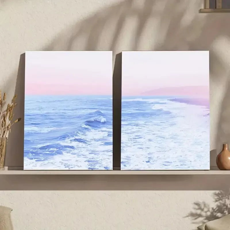 2PCS Coastal Bohemian Beach Wave Framed Wall Art 50x75cm - High Quality Canvas Print, 100% Australian Made, Ready to Hang - Perfect for Living Room, Bedroom & Beach House Decor