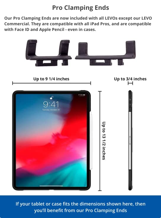 LEVO G2 Adjustable Clamp-On Tablet Holder – Universal iPad Stand for Desk, Coffee Table & End Table – Hands-Free Mount for Kindle, Galaxy, Surface Pro – Perfect for Reading, Cooking & Video Calls