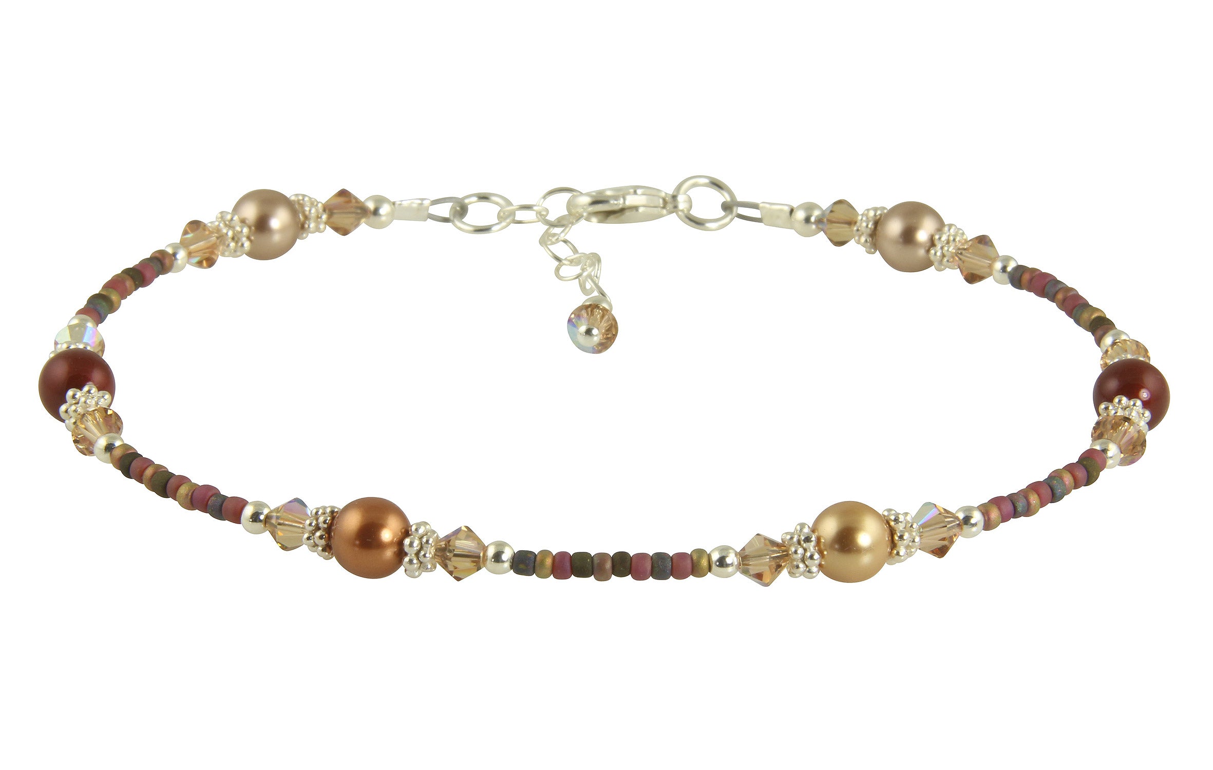 Elegant Autumn Brown Pearl Beaded Anklet - Boho Chic Ankle Bracelet for Women, Handmade Jewelry Gift for Her | Perfect for Beach Weddings, Summer Outfits & Boho Fashion