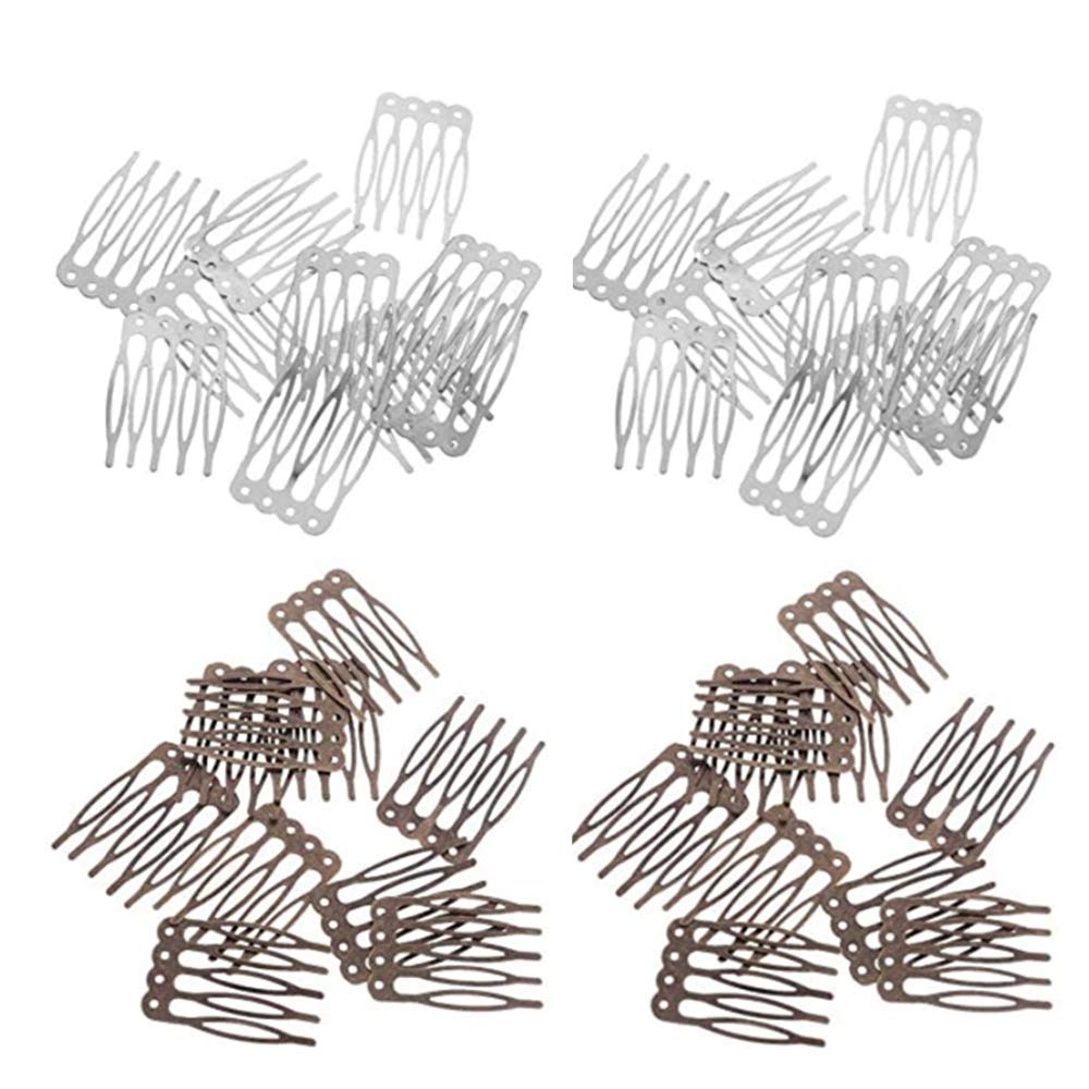 20 Pieces Metal 5 Teeth Hair Combs - Silver & Bronze Hair Clips for DIY Crafts, Costume Accessories, and Hair Styling | Perfect for Cosplay, Weddings, and Vintage Hairstyles