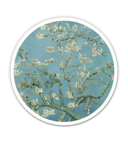 Squiddy Almond Blossoms Circle Vinyl Sticker Decal - Waterproof, Durable Adhesive for Phone, Laptop, Water Bottle (2.5 Inch) - Perfect for DIY Decor, Scrapbooking & Personalizing Tech Accessories