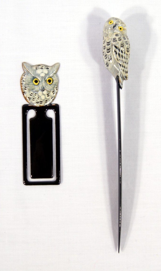 Hand Painted White Snowy Owl Letter Opener & Bookmark Set (2-Piece) - Perfect Gift for Book Lovers & Stationery Enthusiasts