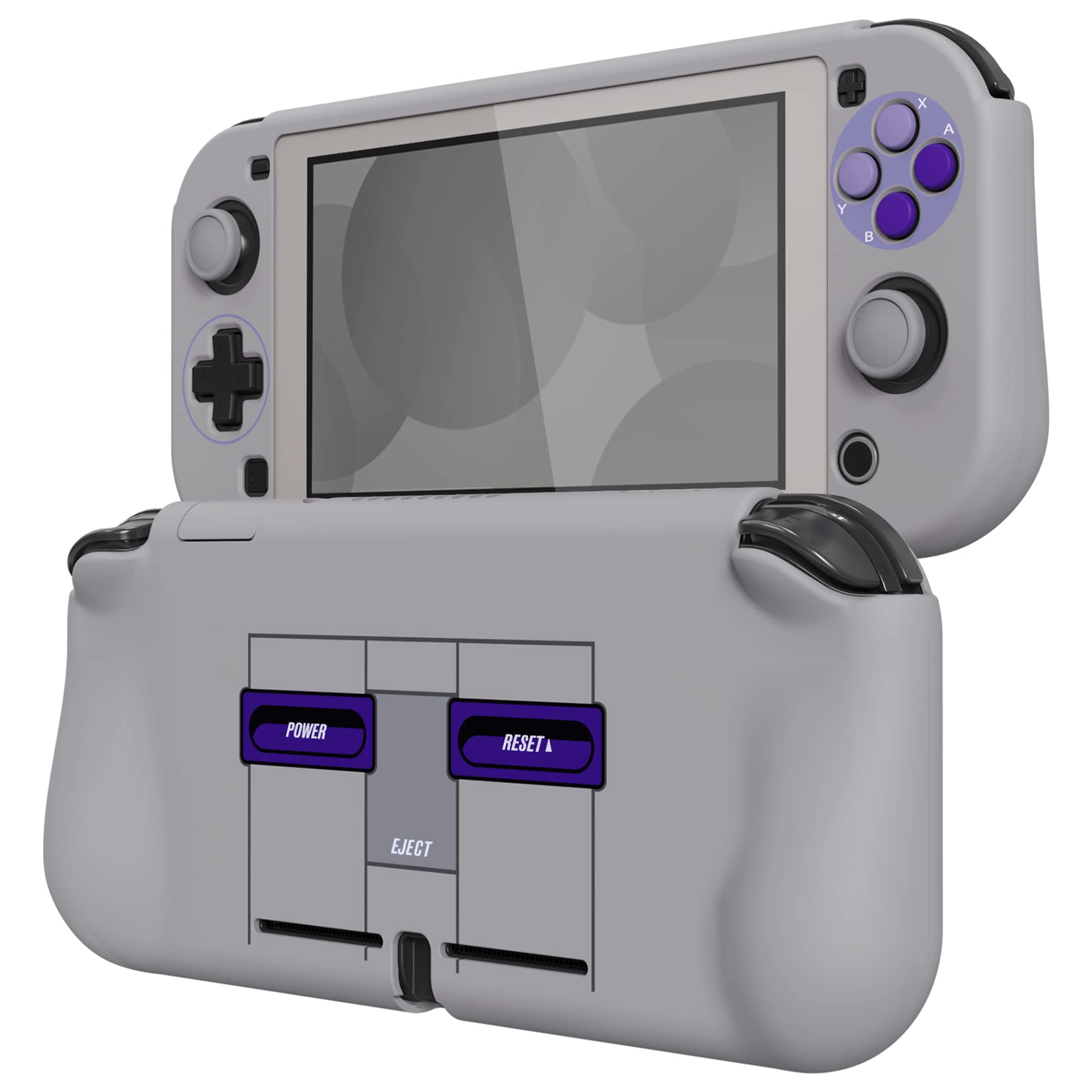 PlayVital ZealProtect Protective Case for Nintendo Switch Lite - Hard Shell Ergonomic Grip Cover with Screen Protector, Thumb Grip Caps & Button Caps (Classic SNES Style) | Perfect for Gaming On-The-Go, Travel Protection & Enhanced Gameplay Comfort