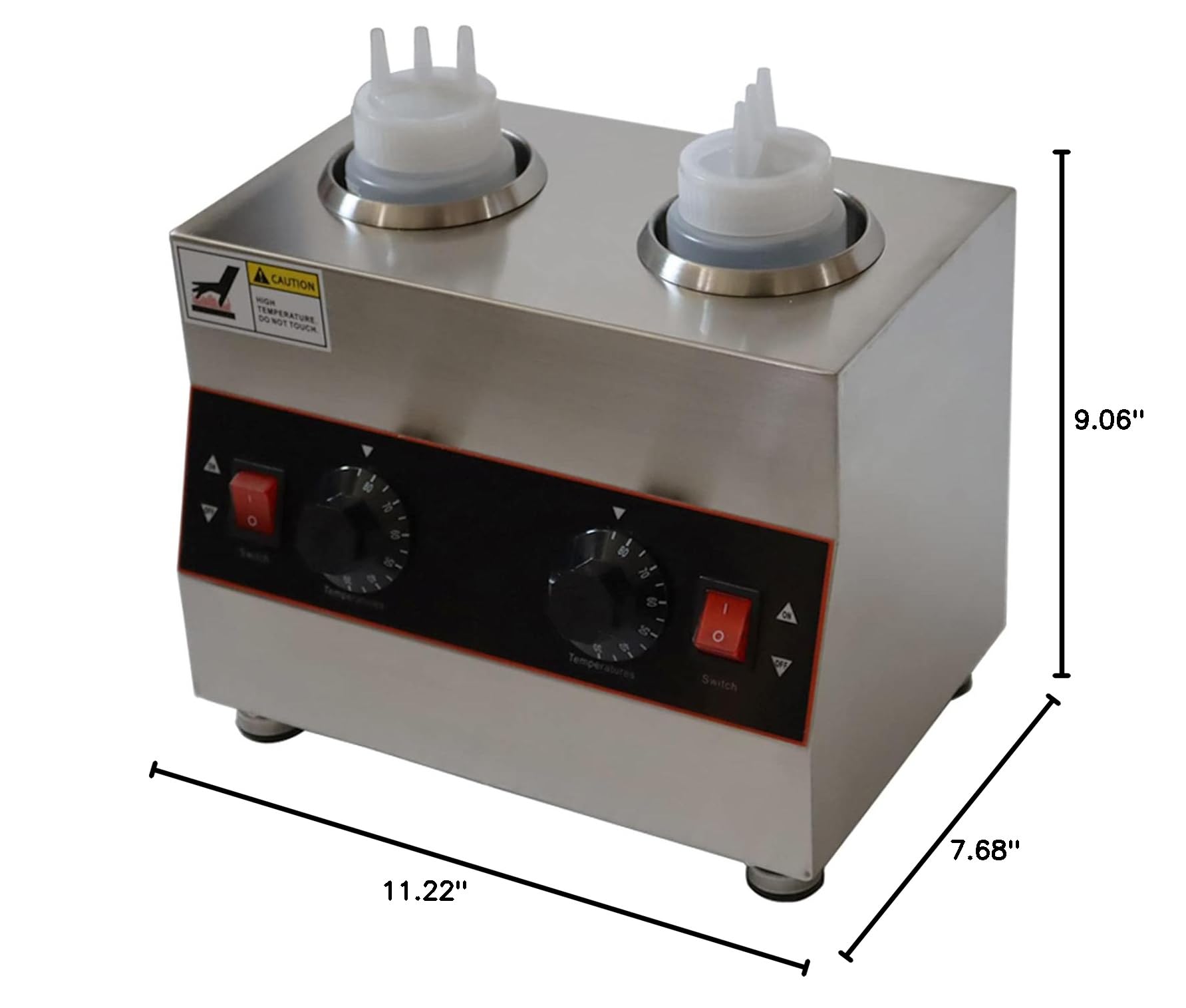 INTSUPERMAI Commercial Electric Sauce Warmer & Dispenser - 650ml Double Bottles, Adjustable Temperature (110V, 320W) - Perfect for Restaurants, Catering & Buffet Serving