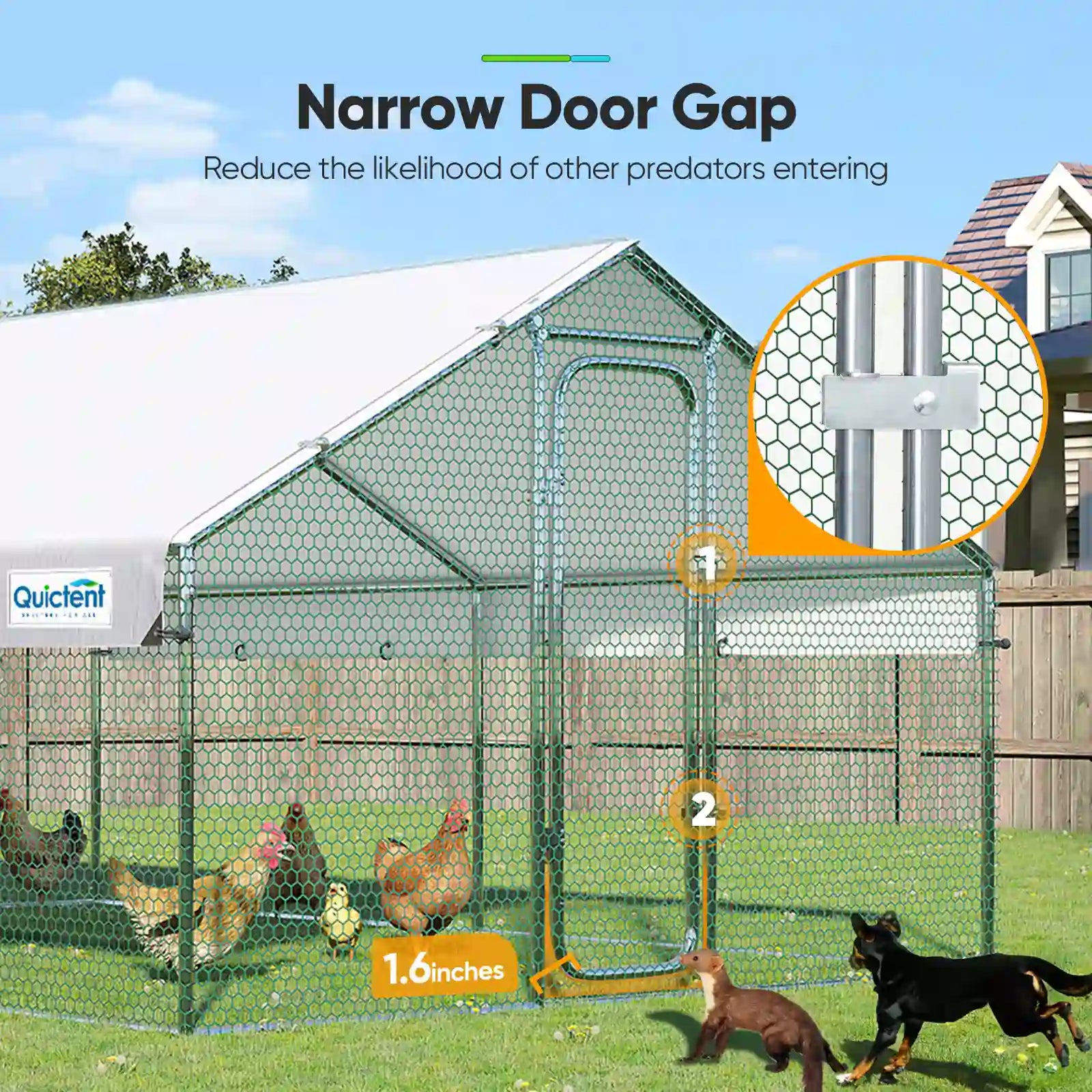 Large Metal Chicken Coop Run - Durable Outdoor Poultry Pen for Hens & Roosters - Perfect for Backyard Farming & Free Range Chicken Keeping