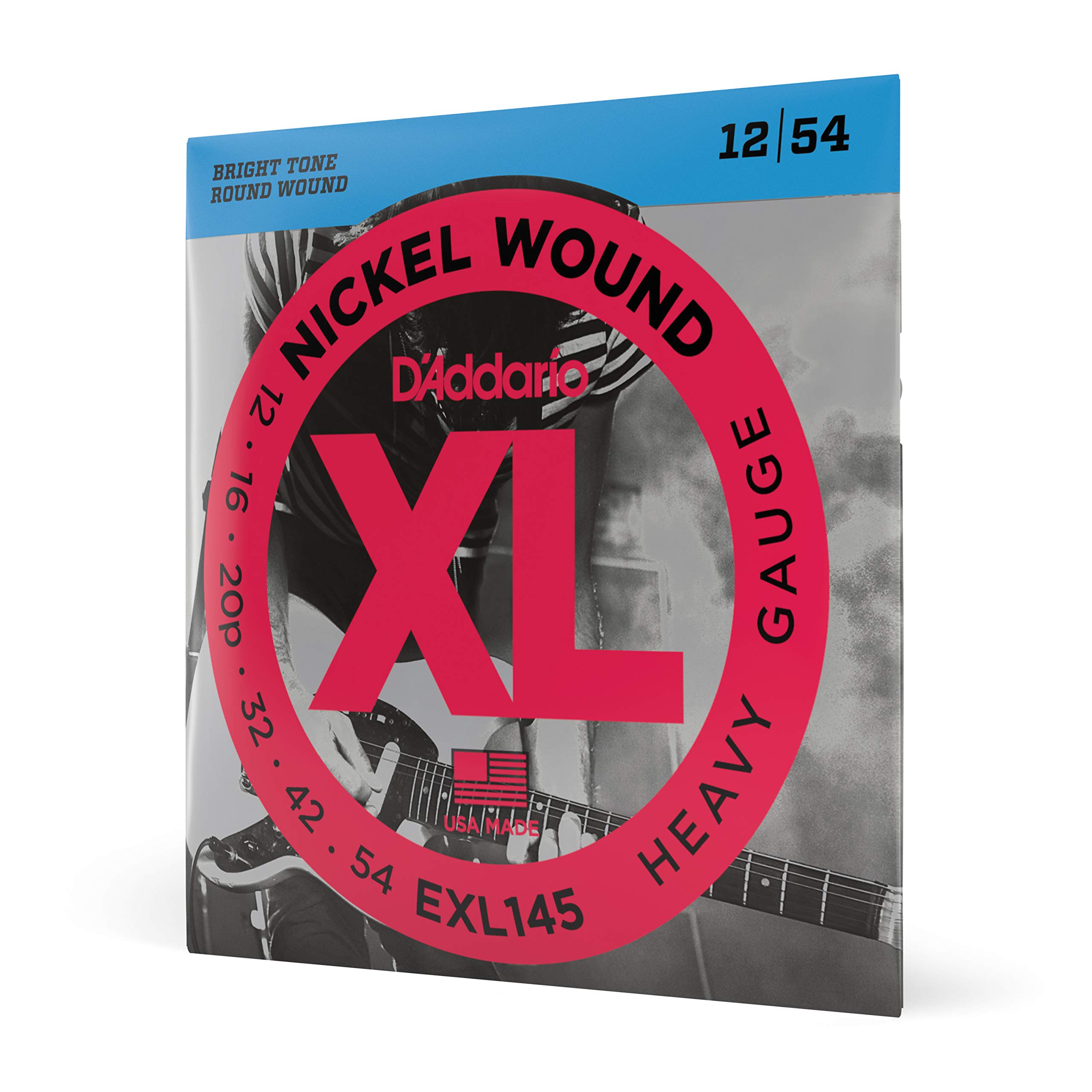 D'Addario EXL145 XL Nickel Electric Guitar Strings - 12-54 Heavy Plain Third - Superior Intonation, Consistent Feel & Long-Lasting Durability for 6-String Guitars - Perfect for Rock, Blues & Metal Performances