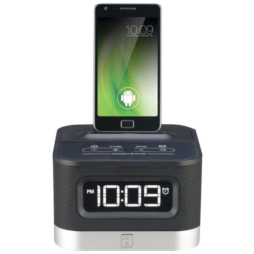 iHome iC50B Universal FM Stereo Alarm Clock Radio with USB Charging for Android & Smartphones - Bedside Nightstand, Office, Travel, Dorm Room Essential