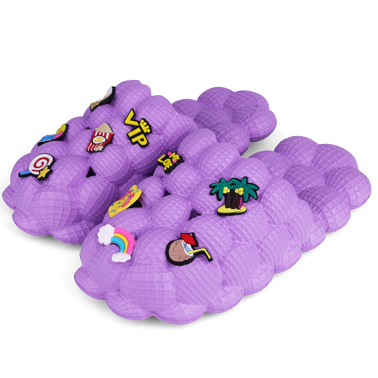 **FJPTREN Kids Bubble Slides - Soft EVA Lychee Slippers for Boys & Girls, Funny Bubble Shoes with Pillow Support, Non-Slip Gym & Shower Slippers for Home, Spa, Bedroom, and Indoor Use**    *(Perfect for lounging at home, relaxing after a bath, or wearing to the gym!)*