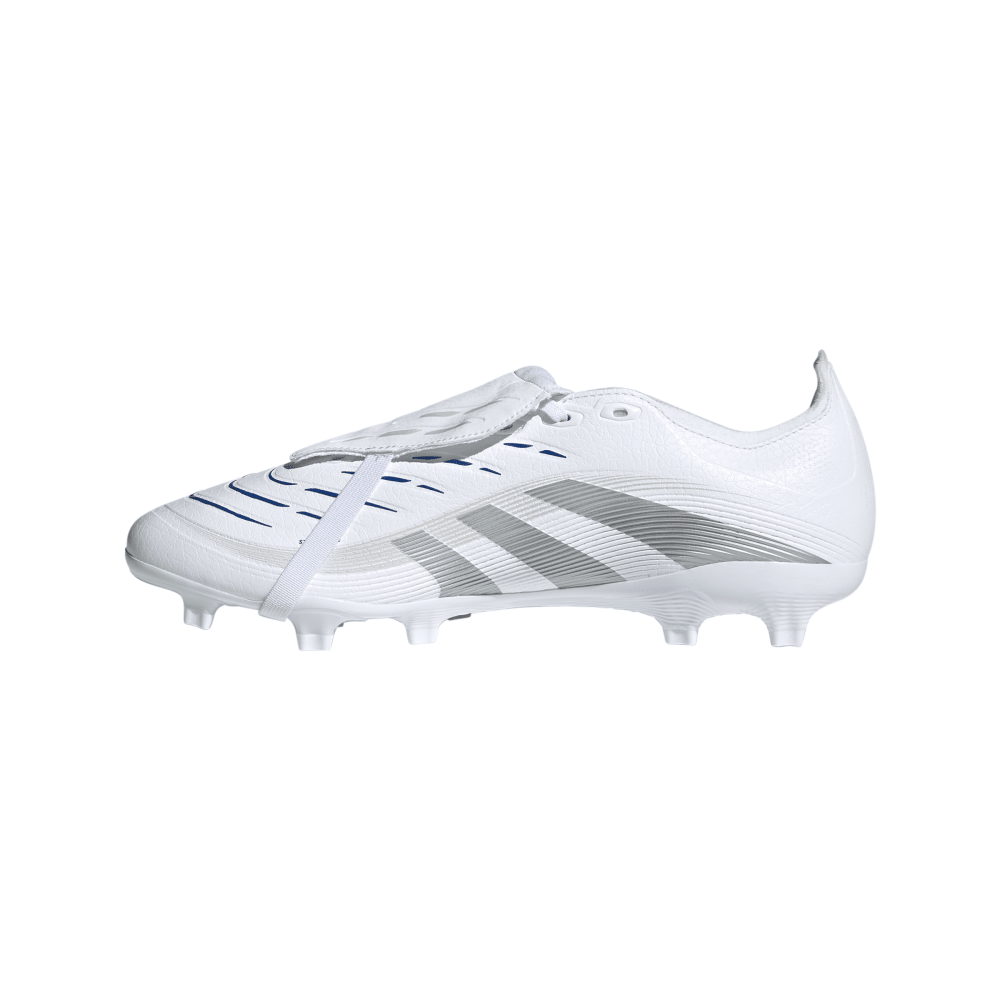 Adidas Predator League FG Soccer Cleats - Fold Over Tongue Football Shoes for Men (Cloud White/Silver Metallic/Bright Royal) | Perfect for Turf Matches & Training Sessions