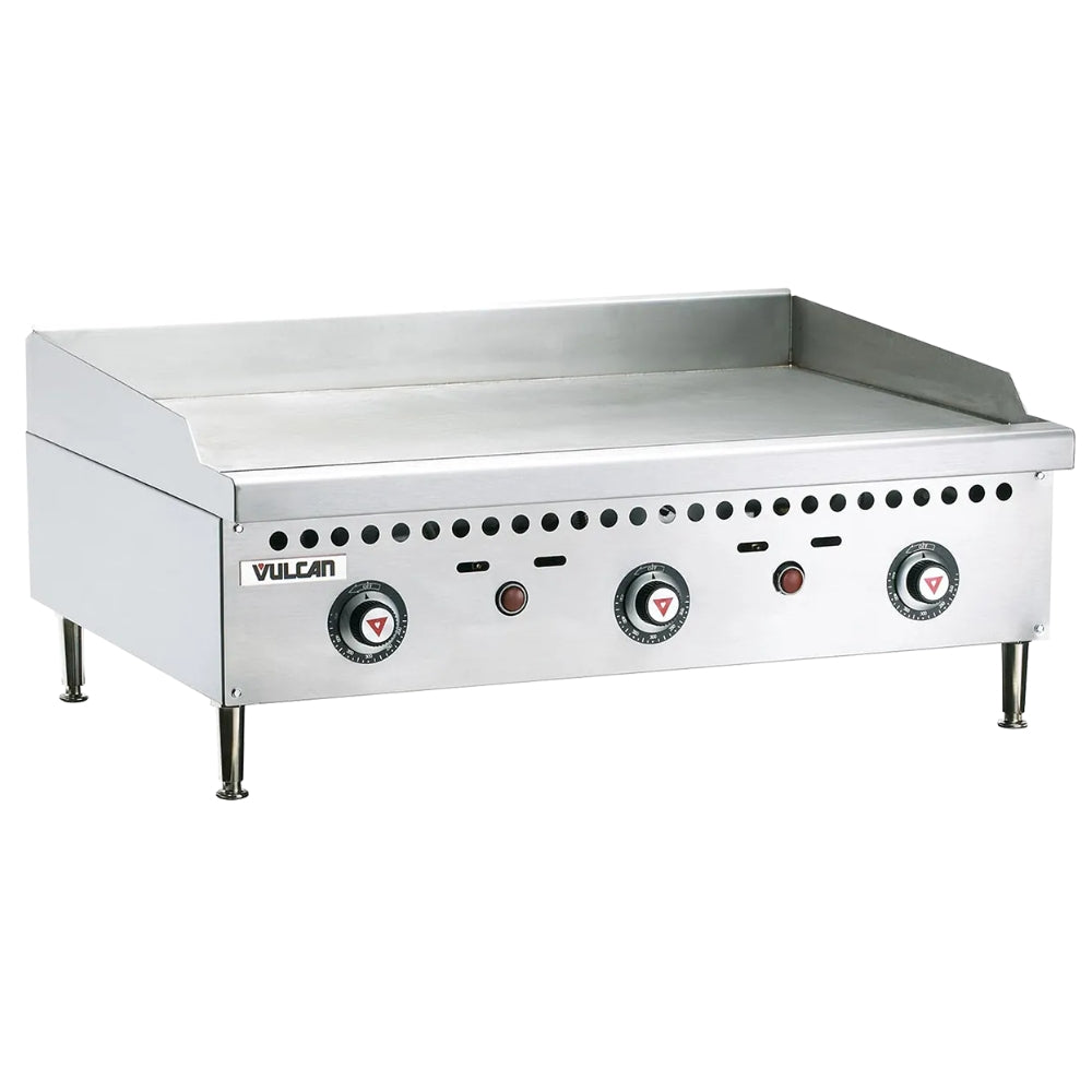 Vulcan 36-Inch Commercial Countertop Griddle with 3 Burners - Heavy Duty Restaurant Equipment for Pancakes, Burgers & Breakfast Cooking