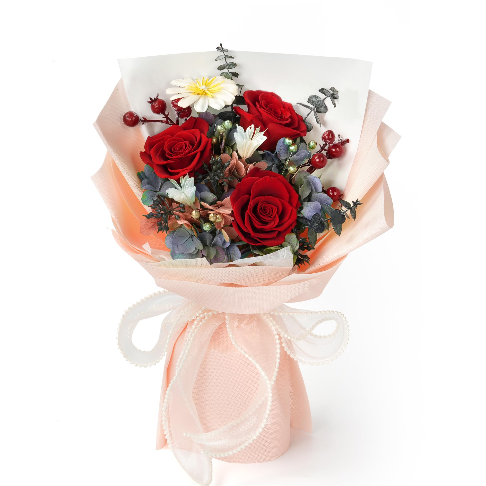 Preserved Real Rose Bouquet - Long Lasting Flowers for Delivery, Perfect Mother's Day, Birthday, Anniversary & Valentine's Gifts for Women, Mom, Wife, Grandma - Romantic Home Decor & Special Occasion Centerpiece