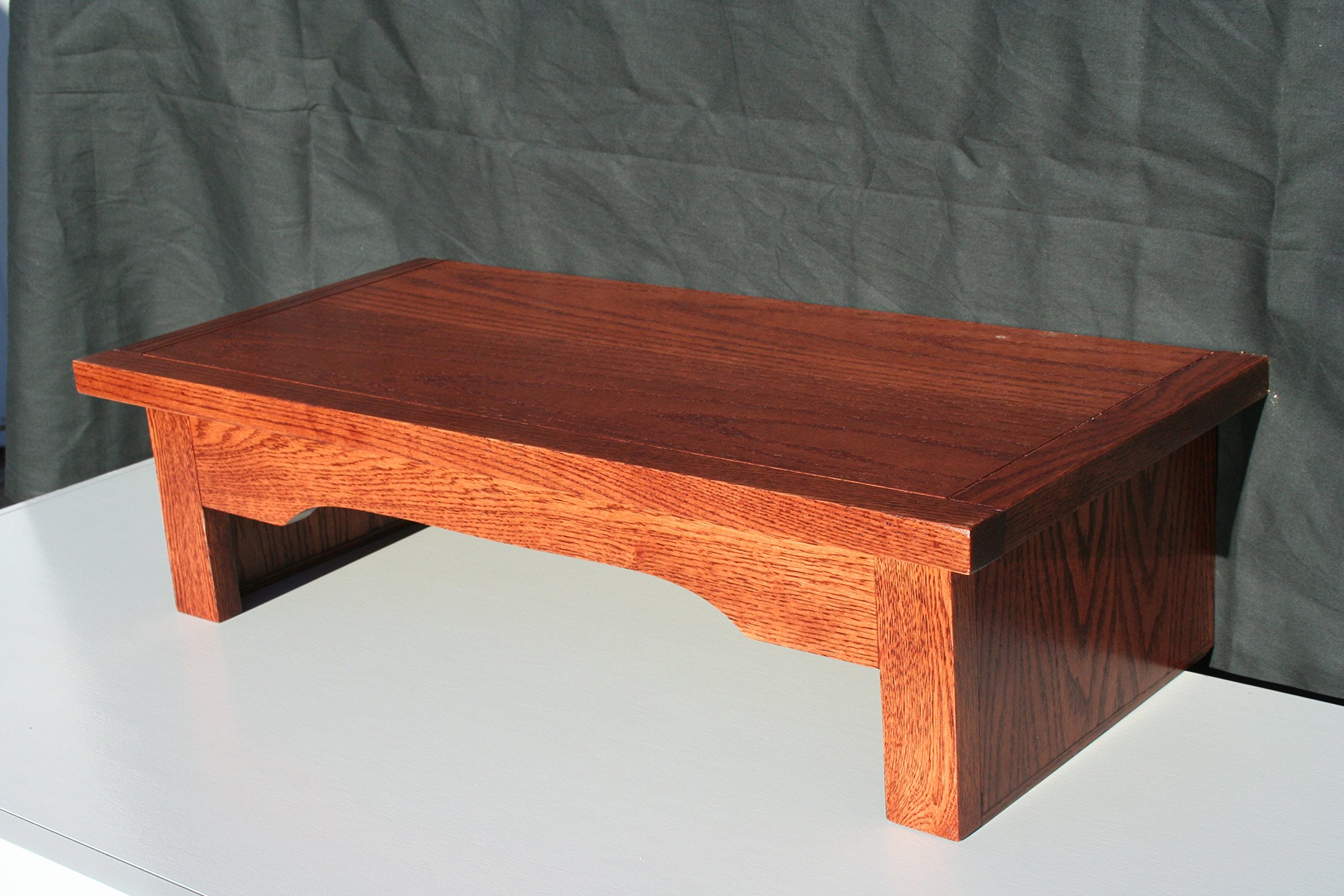 Oak TV Stand for Living Room - 38 Inch Wide Mission Style Monitor Riser with Cherry Finish (12