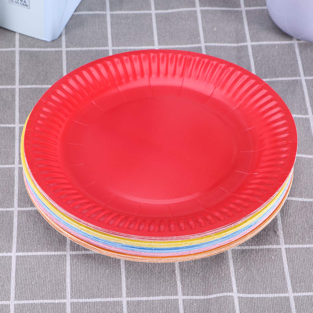 50 Pcs 7 Inch Disposable Paper Plates - Colorful Round Dinner Plates for Birthday Parties, Picnics & Family Gatherings - Eco-Friendly Party Supplies by Toyvian