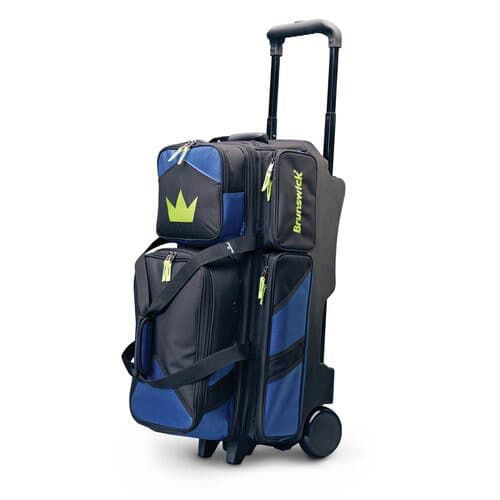 Brunswick Quest Triple Roller Black Bowling Bag - Durable & Spacious for Bowling Balls, Shoes & Accessories | Perfect for League Play & Tournaments