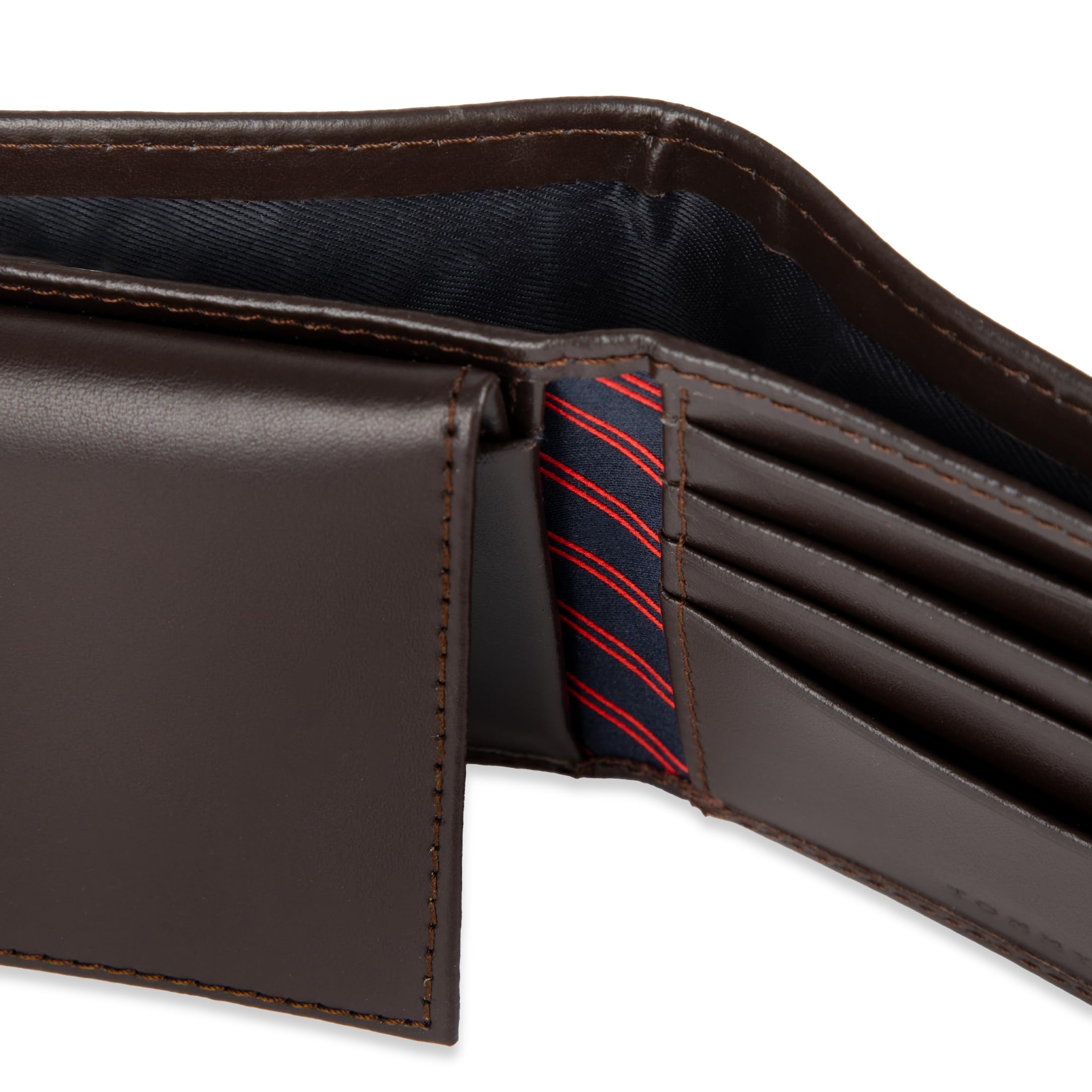 Tommy Hilfiger Men's Classic Bifold Leather Wallet with ID Window & 12 Card Slots - Slim RFID Blocking Wallet for Everyday Carry, Travel & Business (Black)