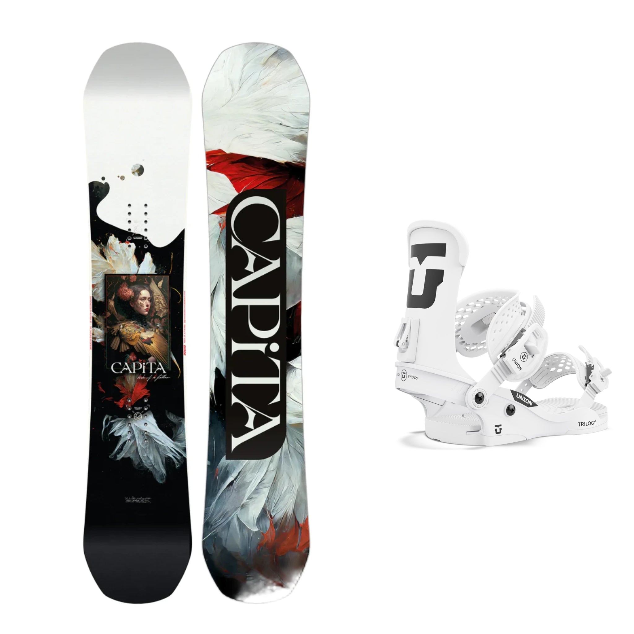CAPiTA Women's Birds of a Feather Snowboard with Union Trilogy Bindings 2025 - All-Mountain Freestyle Snowboard for Women | Perfect for Park, Powder & Groomed Runs