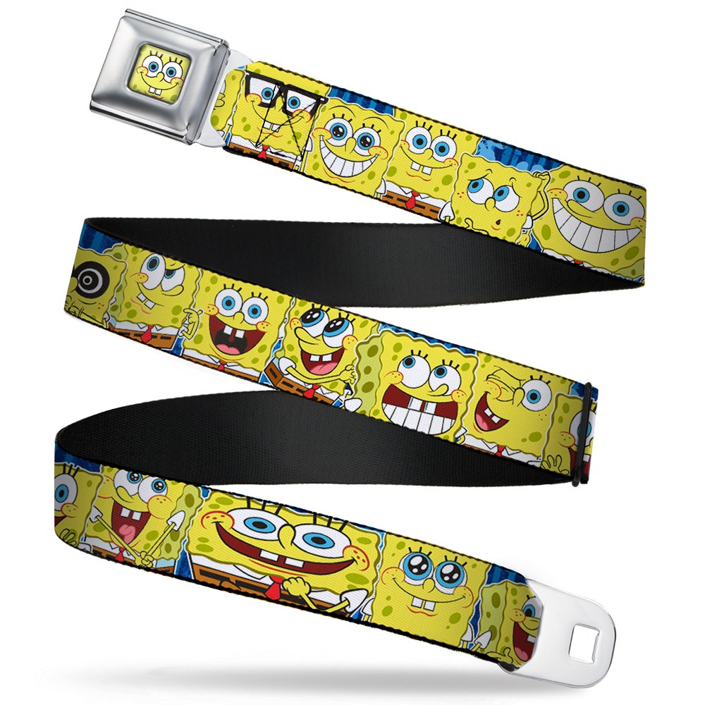Buckle-Down SpongeBob Expressions Stripe Blue Seatbelt Belt - 1.0