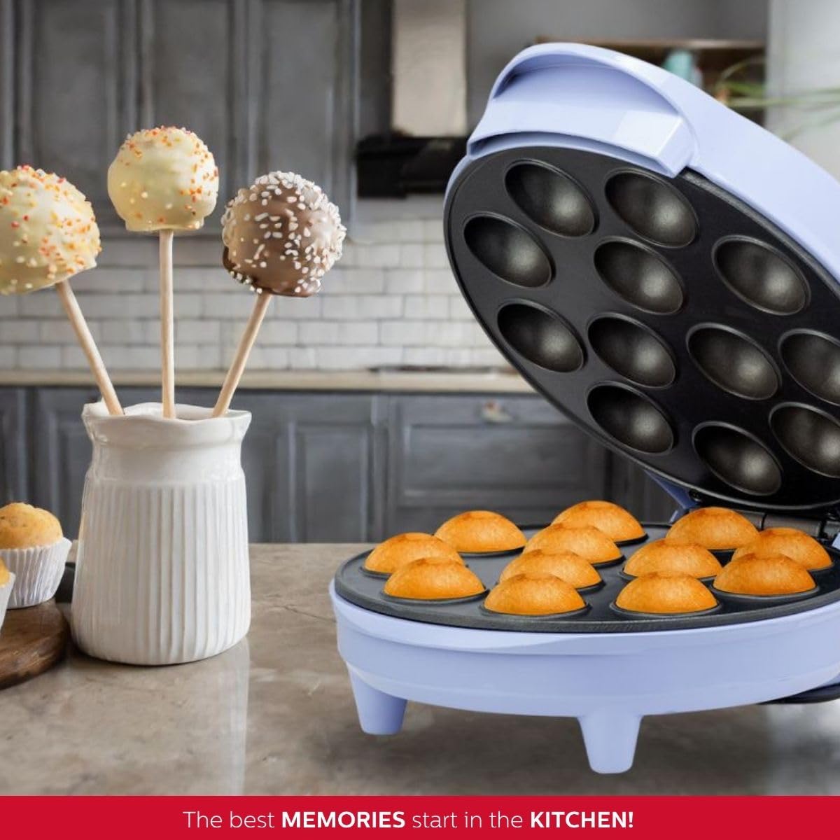 Holstein Housewares Cake Pop Maker - 12 Cake Pops Non-Stick Baking Machine, Purple (Lavender) - Perfect for Birthday Parties, Baby Showers & Holiday Treats - Great Gift for Bakers & Home Cooks