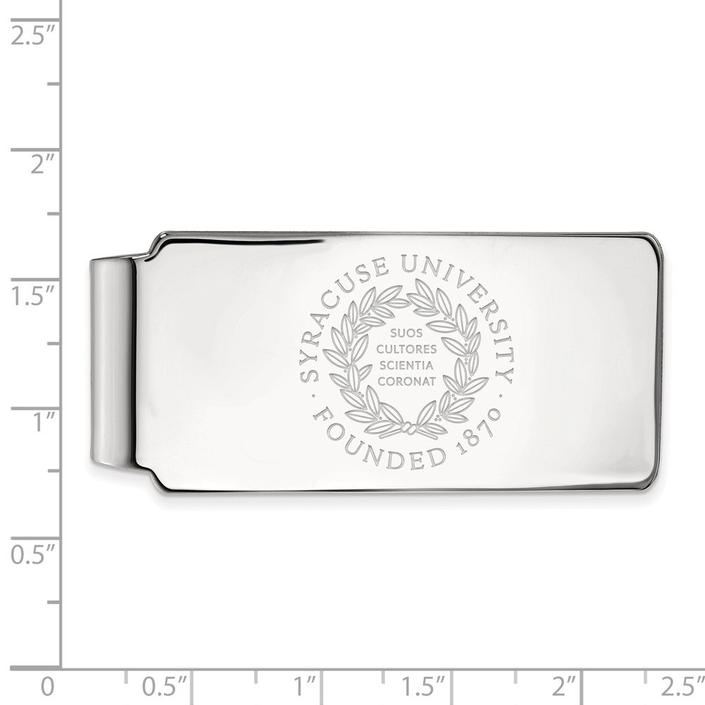 14k White Gold Syracuse University Money Clip - Engraved Crest Design for Gifts, Graduation & Alumni Events | Premium Men's Wallet Accessory