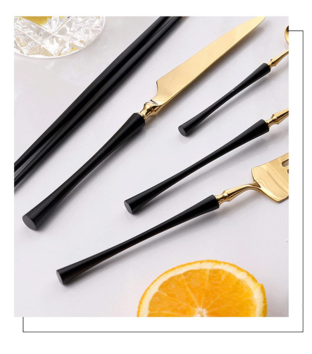 32-Piece Stainless Steel Flatware Set with Steak Knives for 8, Black Silverware Set Includes Spoons Forks Knives - Food Grade 18/10 Kitchen Cutlery Set for Home, Office, Restaurant & Hotel - Elegant Small Waist Handle Design - Perfect for Dinner Parties, Wedding Gifts & Daily Dining