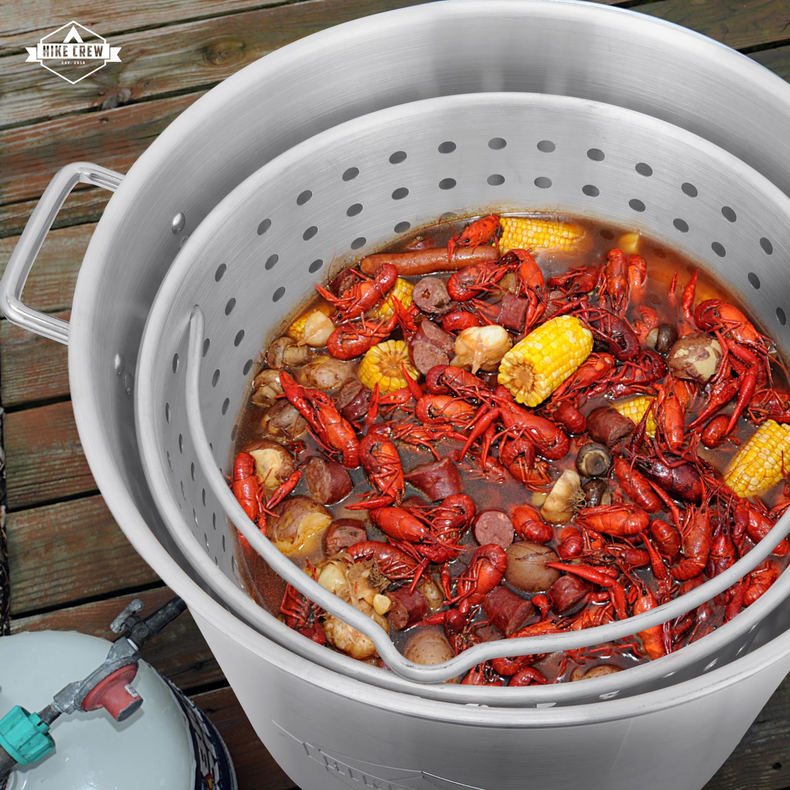 Hike Crew 80QT Outdoor Boiling Kit with Igniter | 110,000 BTU High-Power Seafood Boiler for Steaming, Cooking Fish, Crawfish, Crab, Lobster & Shellfish | Includes Pot, Lid, Strainer, Burner Stand & Storage Cover | Perfect for Backyard Parties, Camping & Outdoor Cooking