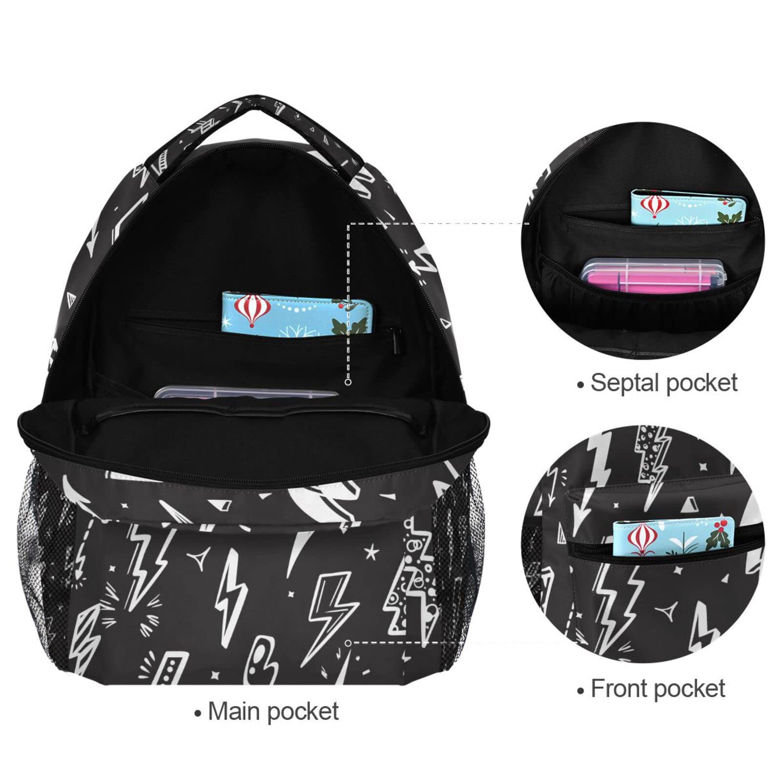 Lightning Bolt Themed Boys & Girls Kids Backpack for School, Travel & Daypack - Durable Elementary Bookbag for Students - Perfect for Class, Outings & Daily Use