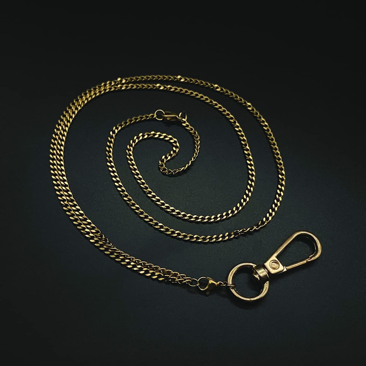Stylish Stainless Steel Lanyard for ID Badges & Keys - Gold Chain Necklace for Work & Events