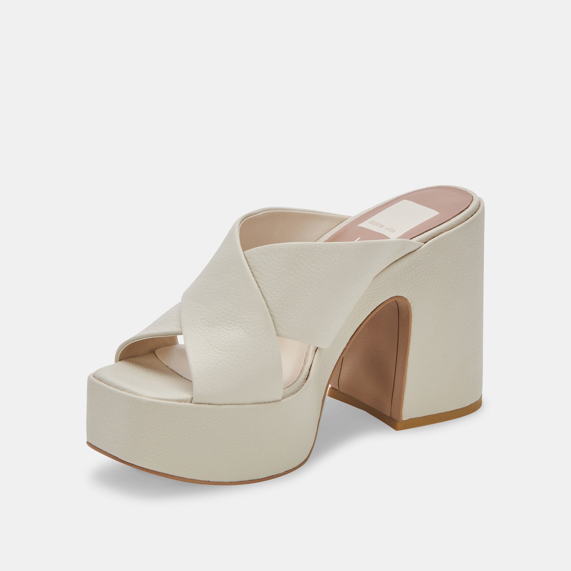 WONDER HEELS IVORY LEATHER Women's Comfortable Block Heel Sandals - Perfect for Weddings, Parties & Summer Outfits