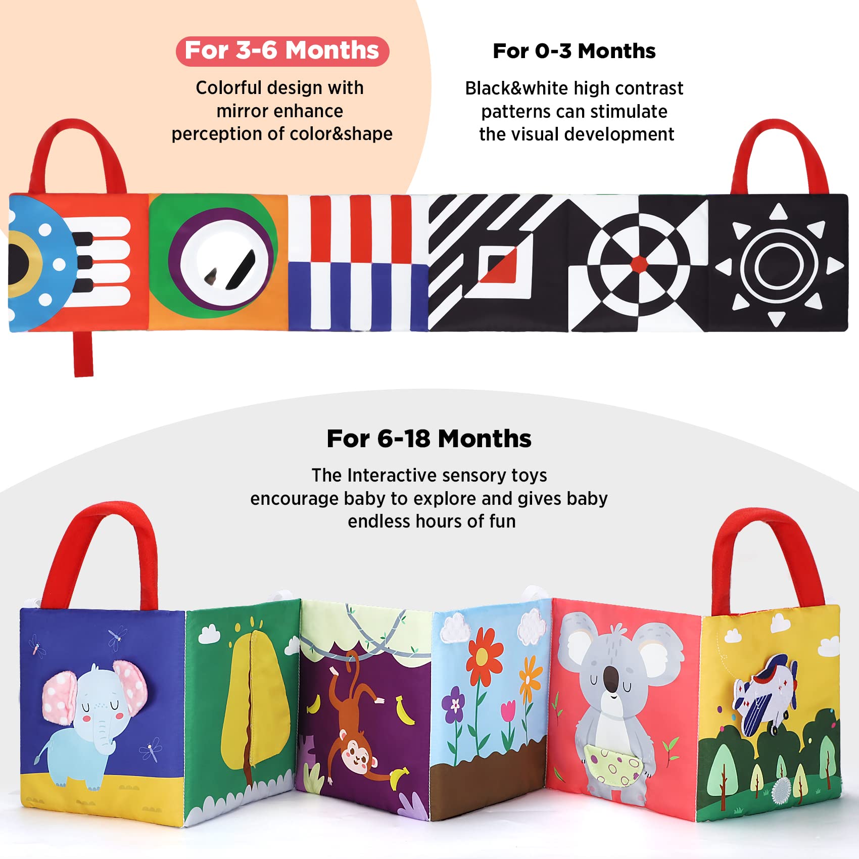 URMYWO Baby Tummy Time Toys with Mirror & Teether - Sensory Developmental Toys for 0-12 Months - Interactive Infant Shower Gift for Boys & Girls - Perfect for Easter Basket Stuffers & Early Learning Playtime