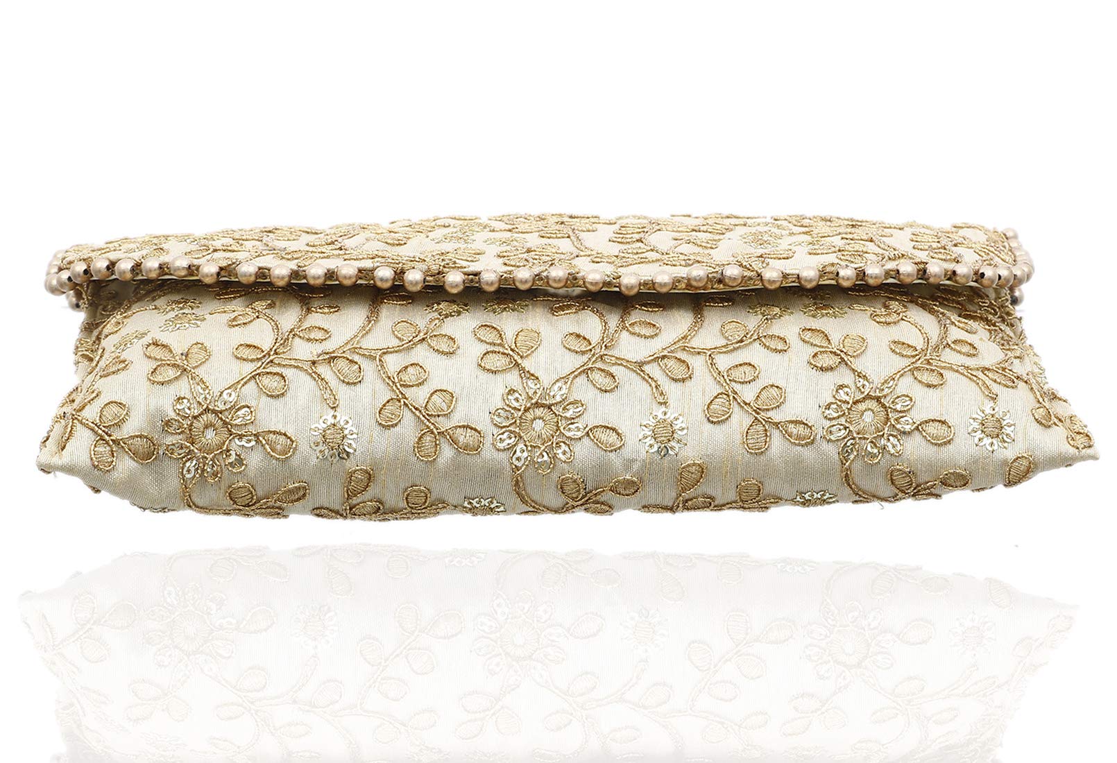 Kuber Industries Women's Handkerchief Bag Set - Elegant Cream Clutch Purse for Parties, Weddings & Evening Events | Fashionable Ladies Accessory