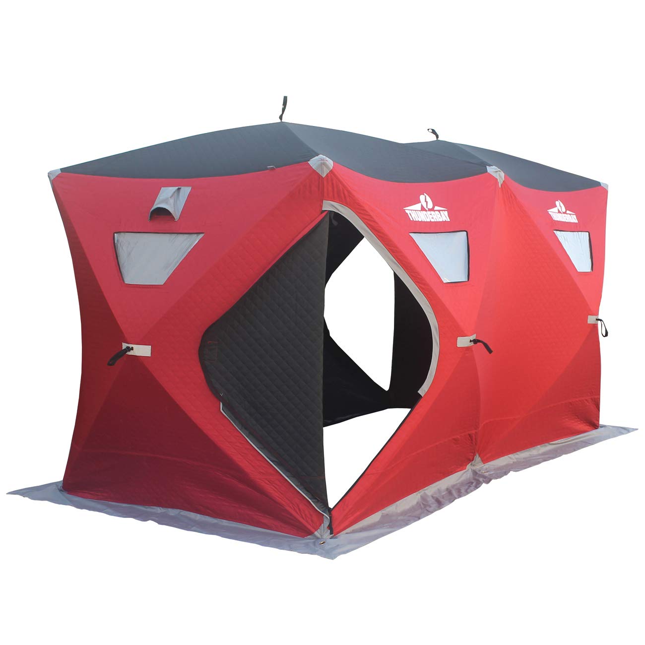 THUNDERBAY Ice Cube Series Pop-Up Hub-Style Ice Fishing Shelter - 68-112 Sq Ft Fishable Area, Portable 6-8 Person Ice Shanty for Winter Fishing | Perfect for Family Outings & Ice Fishing Adventures