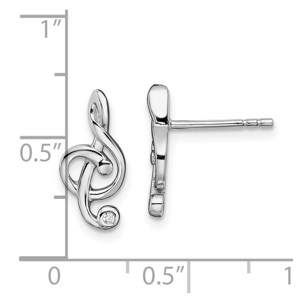925 Sterling Silver Cubic Zirconia Treble Clef Post Earrings - Elegant Fine Jewelry for Women | Perfect Gift for Her | Ideal for Music Lovers, Concerts & Special Occasions