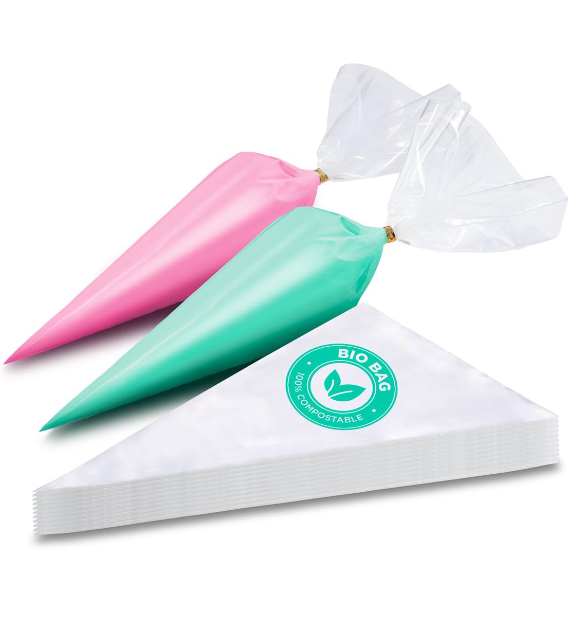 KTOB 12 Inch 100% Compostable Disposable Piping Bags - 100 Anti-Burst Eco-Friendly Pastry Bags for Cake, Cookie & Cupcake Decorating - Perfect for Home Baking, Professional Bakeries & Party Desserts
