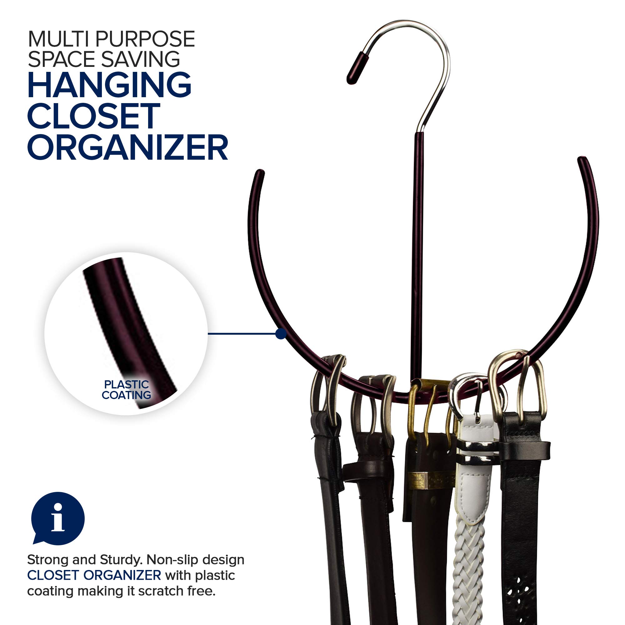 EASYVIEW Space Saving Belt & Scarf Organizer - Multi-Purpose Hanging Rack for Ties, Shoes, Gym Bags - Perfect for Closet & Wardrobe Organization (Ideal for Small Spaces & Travel)