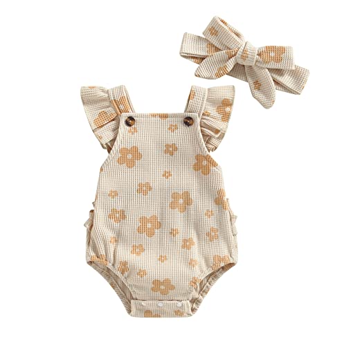 Floral Ruffle Romper-beige