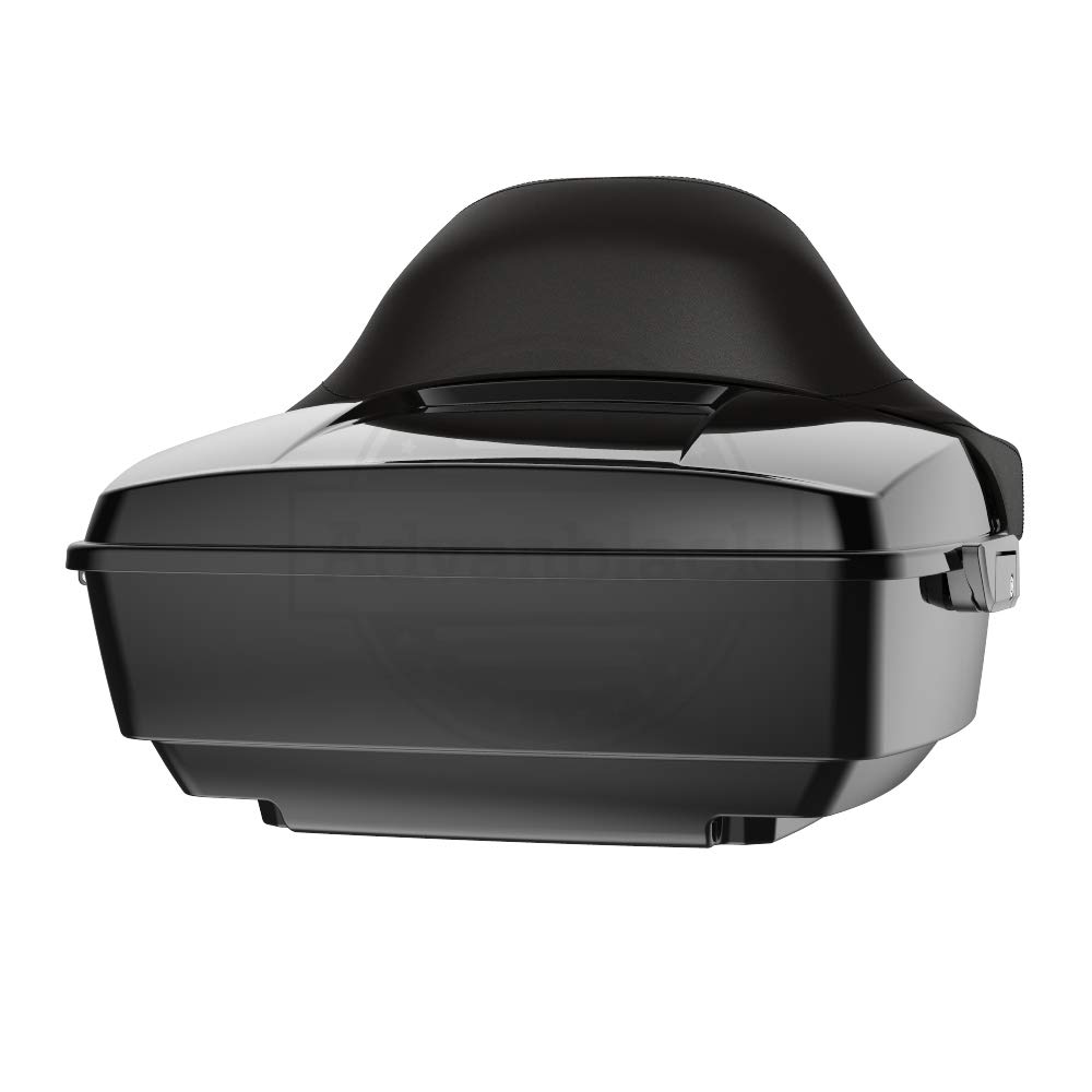 **Moto Onfire Vivid Black King Tour Pack – Largest Motorcycle Tail Box & Luggage Trunk for 2014+ Harley Touring FLH – Black Latch Hinges, Detachable Mounting Bracket & Top Rack – Perfect for Long-Distance Rides & Road Trips**